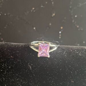 Elegant Pink Gemstone Silver Ring